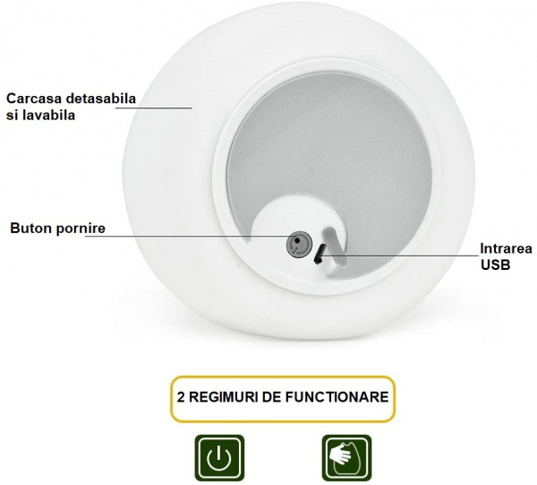 Lampa de veghe incarcare USB, touch control [8]