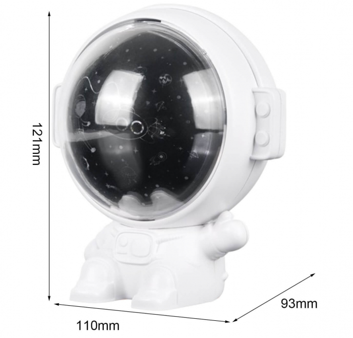 Lampa proiector portabila pentru copii, cu LED si melodii, Ideas4Comfort, 3 culori lumina reglabila, 3 filme de proiectie, reincarcabila USB, Astronaut, roz [2]