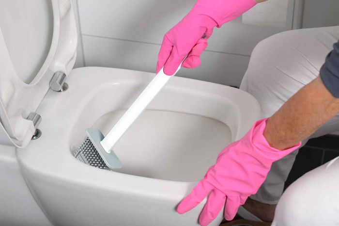 Perie de toaleta cu cap fexibil din silicon, design ergonomic, uscare rapida, montaj pe perete sau podea [9]