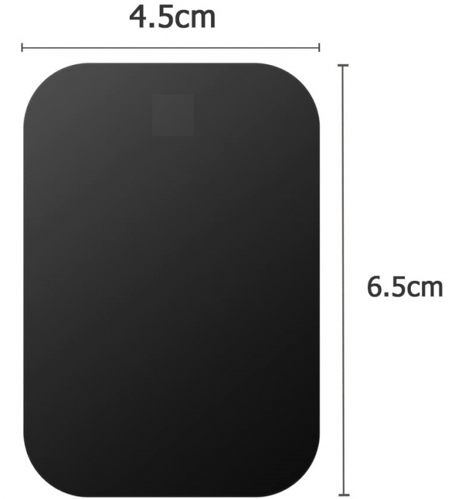 Set 2 placute metalice pentru suport magnetic de telefon, adeziv 3M, dimensiunea 4.5 x 6.5 cm, negru [2]