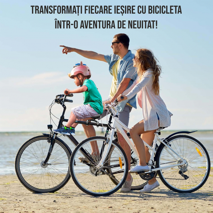 Scaun copil pentru bicicleta cu montaj pe cadru cu ghidon auxiliar pentru copil, varsta 2-5 ani, capacitate 22 kg, cu suport pentru picioare, negru [11]