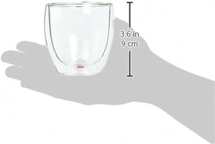 Set 2 cani pentru ceai si cafea din sticla termorezistenta transparenta, pereti dubli, 250 ml, include 2 suporturi din pluta pentru pahar [10]