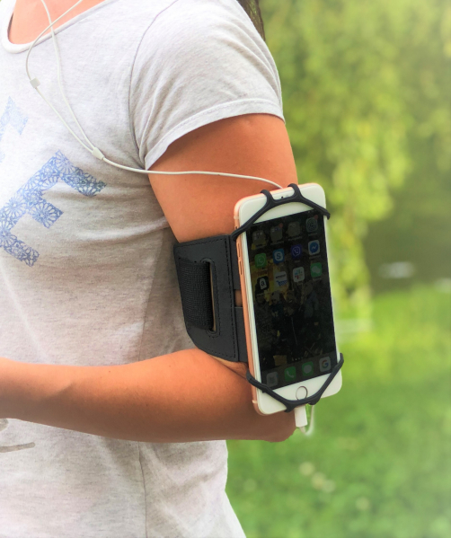 Set 2 unitati Husa Banderola pentru brat / mana cu 360° rotire si cu acces usor la ecran, pentru alergat, sala, bicicleta, drumetii, Negru [10]