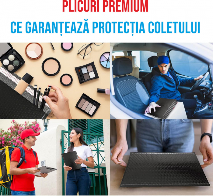 Set 30 plicuri antisoc cu bule 380x520 mm (bubble bag), impermeabile, cu lipire autoadeziva, plicuri pentru curierat, corespondenta, depozitare, Ideas4Comfort, negru [5]
