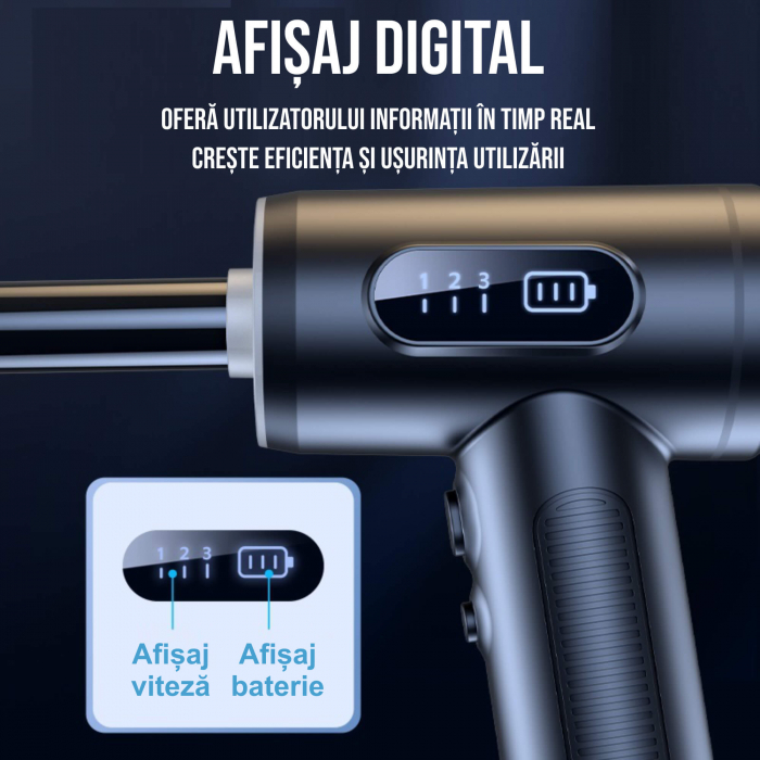 Set aspirator portabil cu suflanta aer, reincarcabil USB, 6000mAh, afisaj LED, 3 viteze, 9x capete adaptoare, 2x filtre HEPA, stecher priza USB, laveta geamuri, laveta bord auto, 100x manusi latex [6]