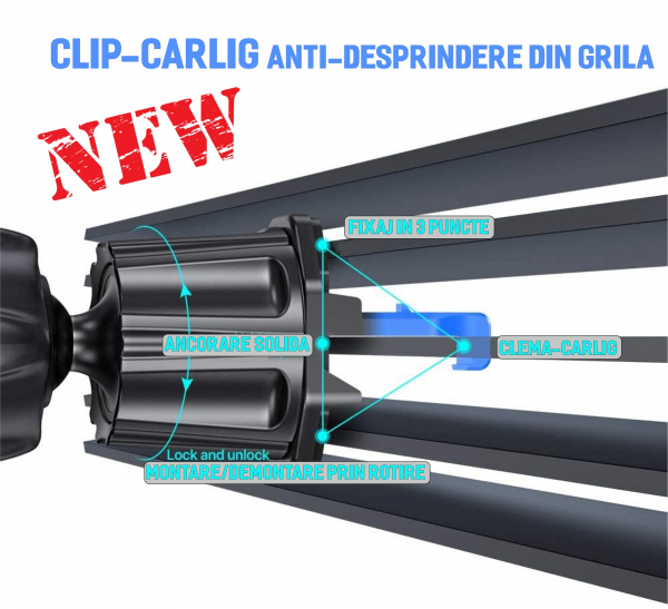 Suport telefon auto magnetic grila ventilatie rotire 360 universal [9]