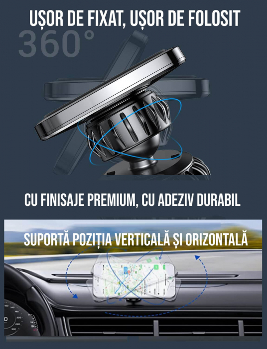 Suport magnetic pentru telefon pe bordul masinii [3]