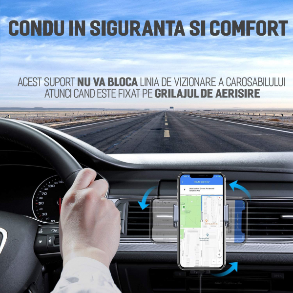 Suport de telefon cu incarcare wireless pentru grila de ventilatie, UNIVERSAL [8]