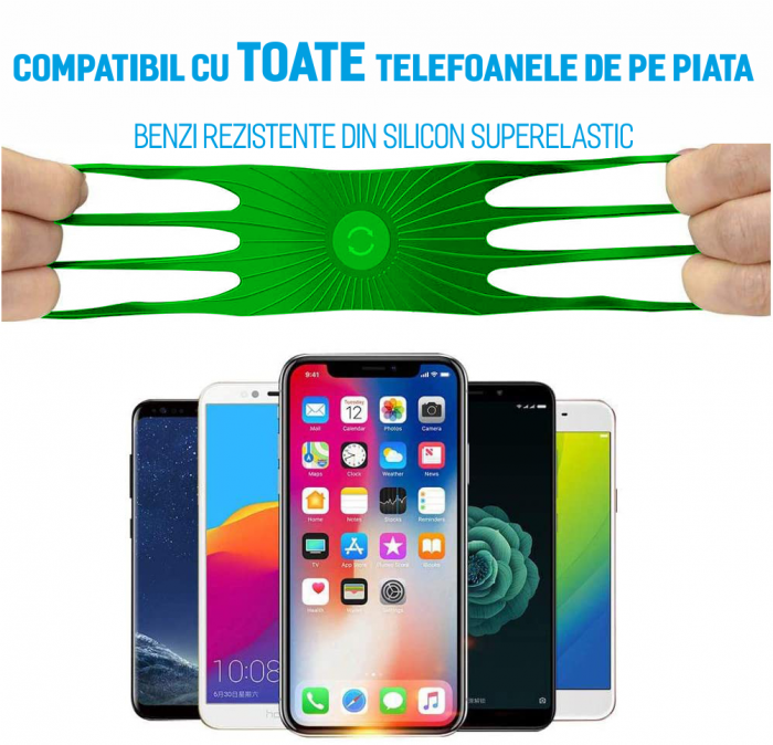 Suport telefon universal pentru bicicleta, din silicon, rotativ 360⁰, montaj pe ghidon, compatibil bicicleta, carut, trotineta, scuter, negru [3]