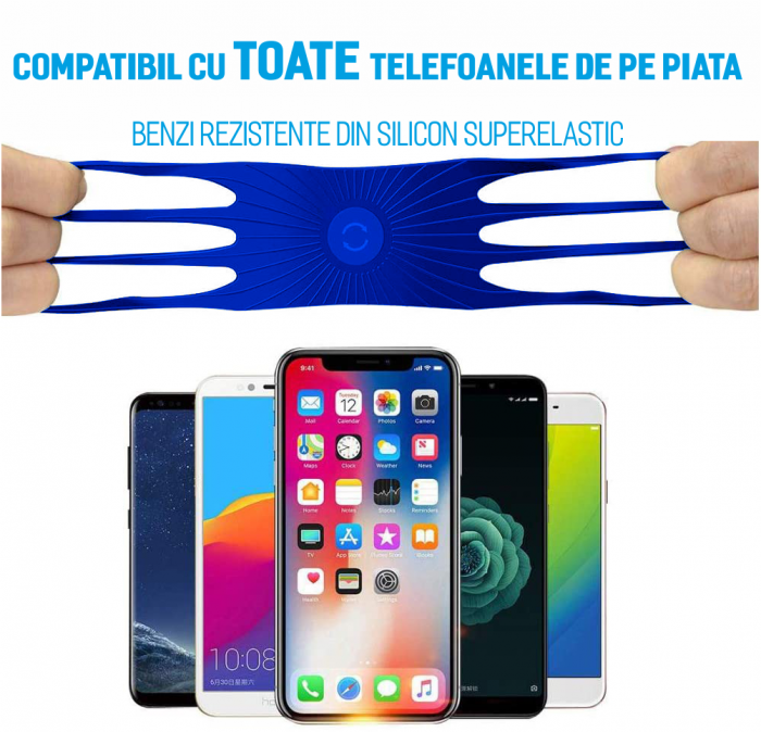 Suport telefon universal pentru bicicleta, din silicon, rotativ 360⁰, montaj pe ghidon, compatibil bicicleta, carut, trotineta, scuter, negru [3]