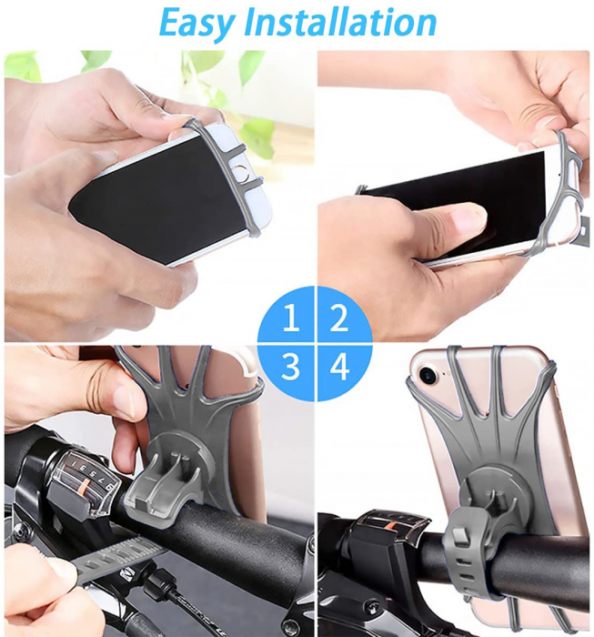 Suport telefon bicicleta universal din silicon cu rotire 360 [5]