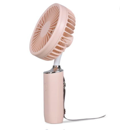 Ventilator de mana, portabil, 3 trepte ventilatie, incarcare USB, acumulator 1200 mAh, 2 W, roz [2]