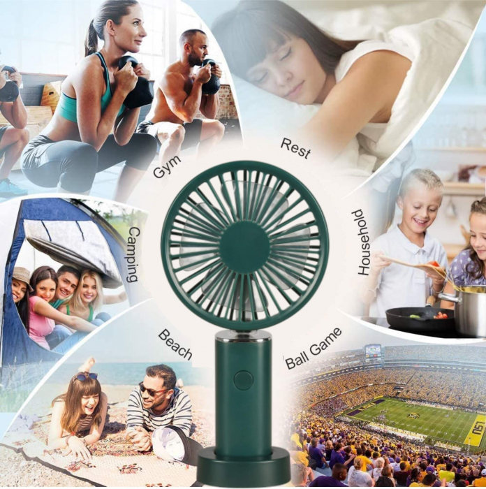 Ventilator de mana, portabil, 3 trepte ventilatie, incarcare USB, acumulator 1200 mAh, 2 W, Ideas4Comfort (3 culori) [8]