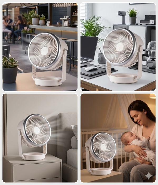 Ventilator portabil USB cu telecomanda si LED, reincarcabil 4000mAh, camping birou casa [7]