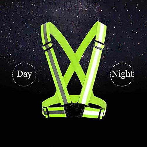 Bretele reflectorizante elastice cu benzi de semnalizare, ajustabila, marime universala, unisex, pentru ciclism sau sporturi nocturne, Ideas4Comfort, verde [4]
