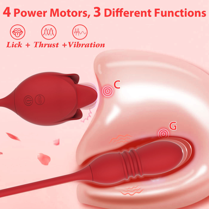 Vibrator dublu pentru femei, trandafir cu suctie, stimulator clitoris, anus si punctul G, poratbil, 10 tipuri vibratii, rezistent la apa, include masca dantelata, panglica satin si costum plasa [12]