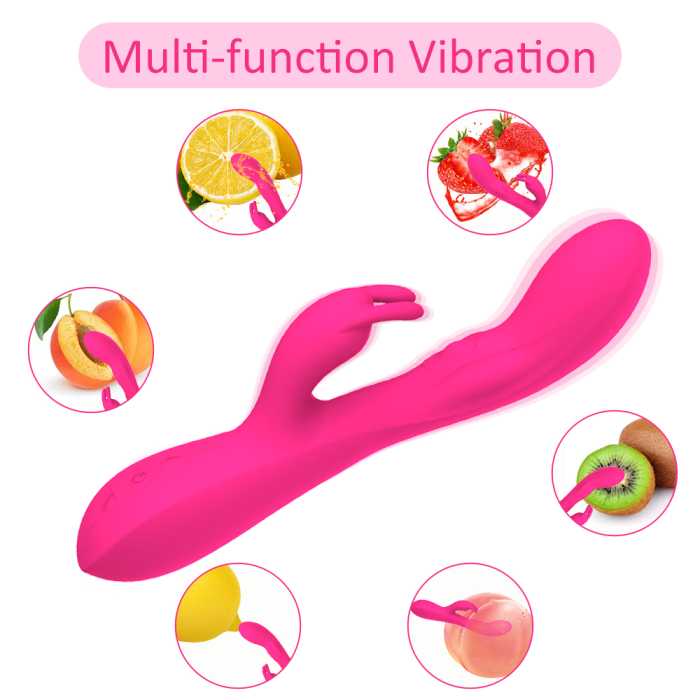 Vibrator Iepuras 23 cm din silicon medicinal, GABOS, cu 10 moduri de vibratii, reincarcabil USB, rezistent la apa, jucarie sexuala femei, cupluri [6]