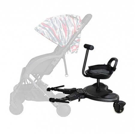 Adaptor de carucior pentru al doilea copil, buggy board cu scaun demontabil, 2 roti, capacitate 25 kg, universal, Ideas4Comfort, negru [0]