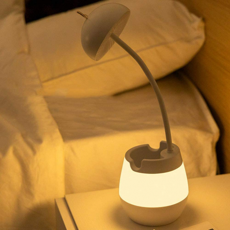 Lampa de birou cu suport pixuri reglabila Ideas4Comfort, lampa de veghe portabila, USB reincarcabila, BPA-free, Iepuras, alb [5]