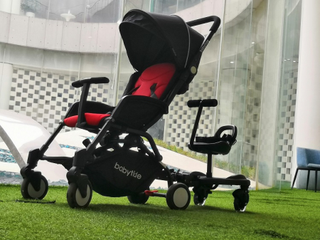 Adaptor de carucior pentru al doilea copil, buggy board cu scaun demontabil, 2 roti, capacitate 25 kg, universal, Ideas4Comfort, negru [12]