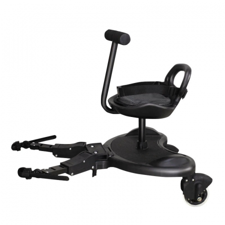Adaptor de carucior pentru al doilea copil, buggy board cu scaun demontabil, 2 roti, capacitate 25 kg, universal, Ideas4Comfort, negru [1]