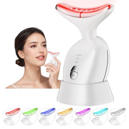 Aparat masaj facial multifunctional 7 in 1, ingrijire fata/gat, reincarcabil USB, reduce ridurile, 3 moduri masaj, lifting facial anti-aging, vibratii, lifting, terapie cu lumina LED 7 culori [0]
