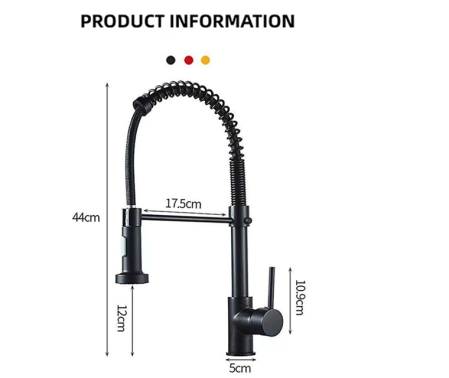 Baterie bucatarie din inox, robinet chiuveta cu pipa extractibila, rotativ 360°, monocomanda, otel inoxidanil, 2 moduri de jet, potrivita pentru bucatarie, bar [1]