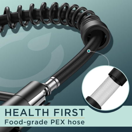 Baterie bucatarie din inox, robinet chiuveta cu pipa extractibila, rotativ 360°, monocomanda, otel inoxidanil, 2 moduri de jet, potrivita pentru bucatarie, bar [8]