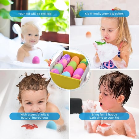 Set 6 bile efervescente baie copii cu jucarie surpriza, naturale, 120g [4]
