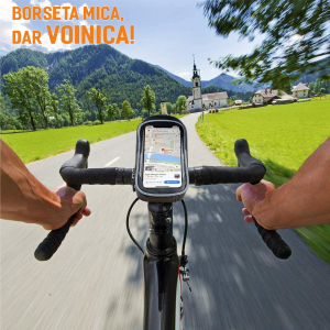 Borseta bicicleta impermeabila cu husa pentru telefon, neagra [7]