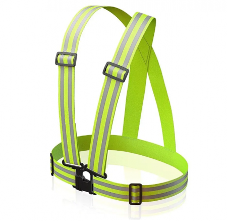Bretele reflectorizante elastice cu benzi de semnalizare, ajustabila, marime universala, unisex, pentru ciclism sau sporturi nocturne, Ideas4Comfort, verde [10]