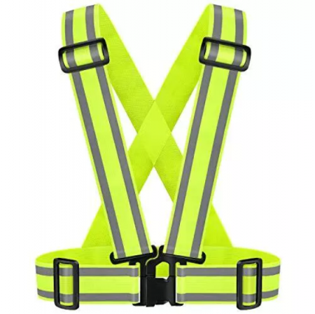 Bretele reflectorizante elastice cu benzi de semnalizare, ajustabila, marime universala, unisex, pentru ciclism sau sporturi nocturne, Ideas4Comfort, verde [9]