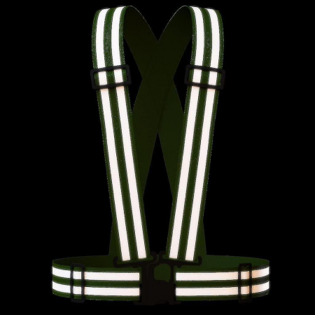 Bretele reflectorizante elastice cu benzi de semnalizare, ajustabila, marime universala, unisex, pentru ciclism sau sporturi nocturne, Ideas4Comfort, verde [1]