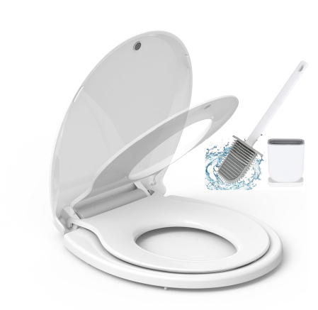 Accesorii baie - Capac WC cu reductie 2 in 1, GABOS, capac de toaleta pentru baie pentru copii si adulti, cu balamale metalice, cu inchidere lenta, plastic rezistent, cu prindere magnetica, usor de instalat si curatat