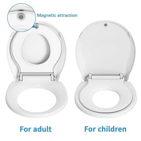 Capac WC cu reductie 2 in 1, GABOS, capac de toaleta pentru baie pentru copii si adulti, cu balamale metalice, cu inchidere lenta, plastic rezistent, cu prindere magnetica, usor de instalat si curatat [6]