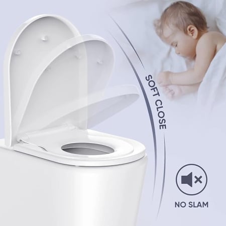 Capac WC cu reductie 2 in 1, GABOS, capac de toaleta pentru baie pentru copii si adulti, cu balamale metalice, cu inchidere lenta, plastic rezistent, cu prindere magnetica, usor de instalat si curatat [3]