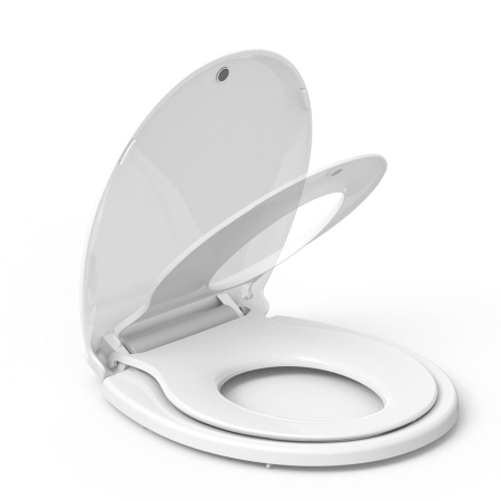 Accesorii baie - Capac WC cu reductie 2 in 1, GABOS, capac de toaleta pentru baie pentru copii si adulti, cu balamale metalice, cu inchidere lenta, plastic rezistent, cu prindere magnetica, usor de instalat si curatat