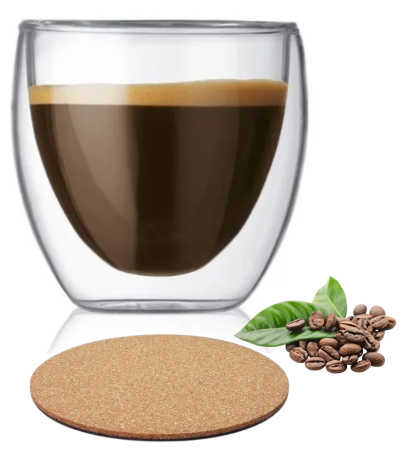 Accesorii bucatarie - Pahare sticla dubla 250 ml fara maner cafea ceai cappuccino suport pluta