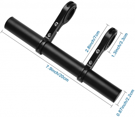 Extensie bara ghidon pentru trotineta electrica, scuter, suport telefon, pedometru, claxon, 20 cm, negru [1]