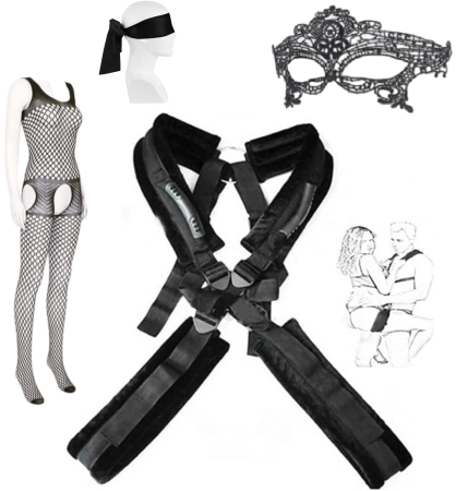 Erotica - Ham erotic BDSM, jucarii sexuale pentru cupluri, marime universala, cu masca dantelata, panglica satinata de ochi, lenjerie din plasa elastica incluse