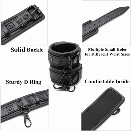 Catuse obsessive jucarii sexuale BDSM, piele ecologica, pentru cupluri, marime universala, catarame metalice, cu masca dantelata, panglica satinata de ochi, lenjerie din plasa elastica incluse [3]