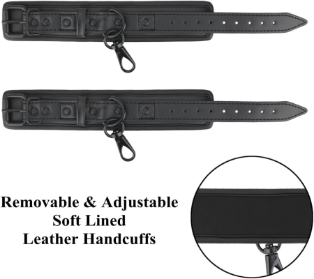 Catuse obsessive jucarii sexuale BDSM, piele ecologica, pentru cupluri, marime universala, catarame metalice, cu masca dantelata, panglica satinata de ochi, lenjerie din plasa elastica incluse [2]