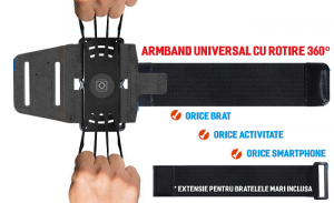 Husa Banderola pentru brat / mana cu 360° rotire si cu acces usor la ecran, pentru alergat, sala, bicicleta, drumetii, Roz [5]