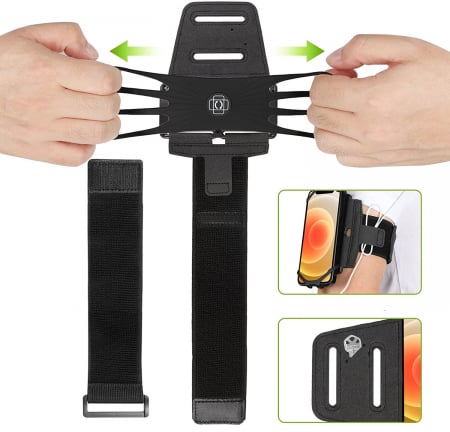 Husa Banderola pentru brat/mana pentru alergat, detasabila, universala, 360° rotire si cu acces usor la ecran, negru [1]