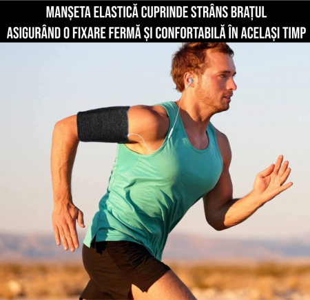Husa banderola telefon pentru brat/mana alergat, sala, plimbari, yoga, jogging, ideas4comfort, marimi S, M, L, negru [8]