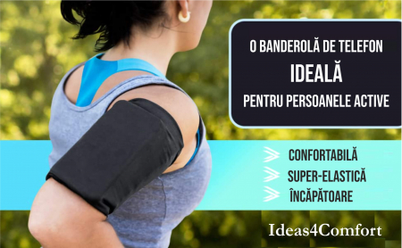 Husa banderola telefon pentru brat/mana alergat, sala, plimbari, yoga, jogging, ideas4comfort, marimi S, M, L, negru [1]