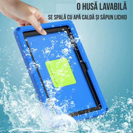 Husa protectie tableta fata/spate pentru copii, compatibila cu Samsung Galaxy TAB A7 Lite 8.7" T220/T225, TAB A 8" T290/295 2019, cu suport-inel, spuma [16]