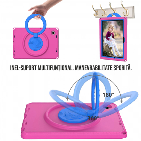 Husa protectie tableta fata/spate pentru copii, compatibila cu Samsung Galaxy TAB A7 Lite 8.7" T220/T225, TAB A 8" T290/295 2019, cu suport-inel, spuma [7]