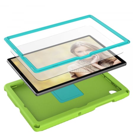 BACK TO SCHOOL - Husa protectie tableta fata/spate pentru copii, compatibila cu Samsung Galaxy TAB A7 Lite 8.7" T220/T225, TAB A 8" T290/295 2019, cu suport-inel, spuma