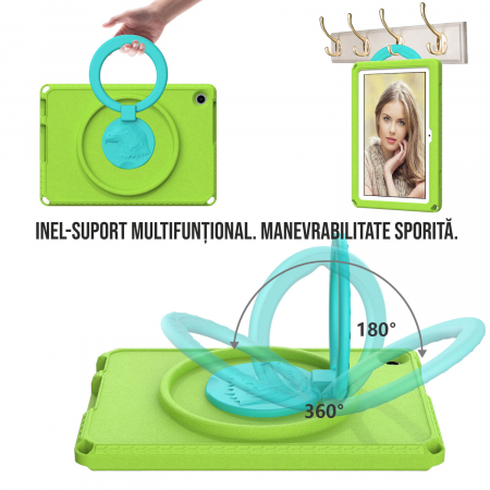 Husa protectie tableta fata/spate pentru copii, compatibila cu Samsung Galaxy TAB A7 Lite 8.7" T220/T225, TAB A 8" T290/295 2019, cu suport-inel, spuma [7]